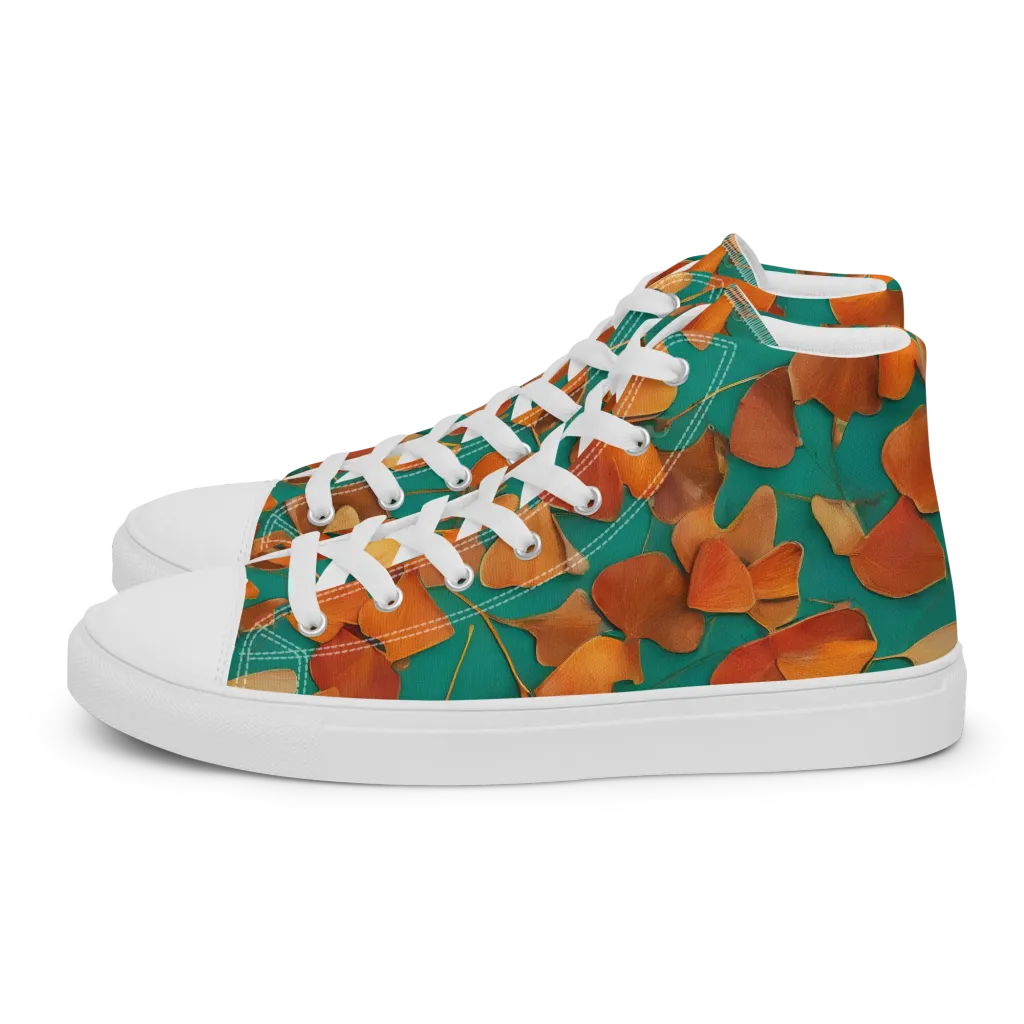 Copper Ginkgo on Women's High Top Canvas Shoes — Left