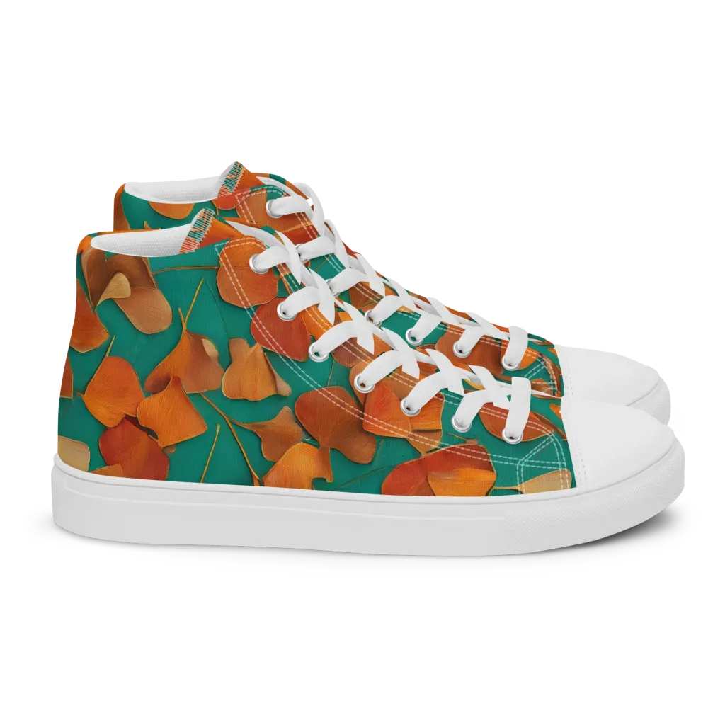 Copper Ginkgo on Women's High Top Canvas Shoes — Right