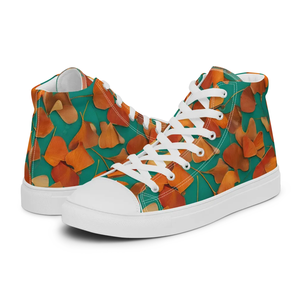 Copper Ginkgo on Women's High Top Canvas Shoes — Left