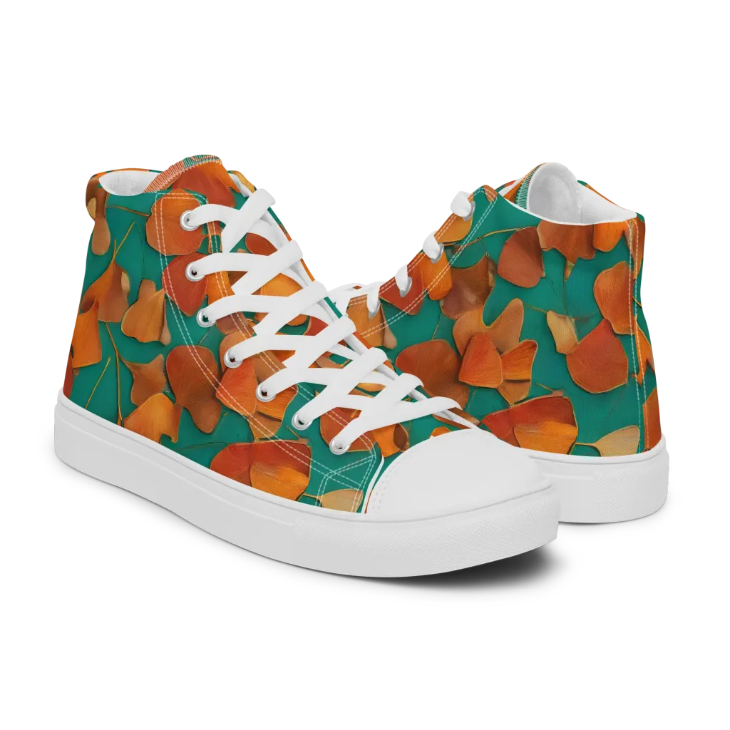Copper Ginkgo on Women's High Top Canvas Shoes — Right