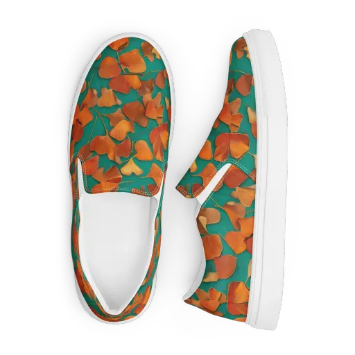 Copper Ginkgo on a Men's Slip-On Canvas Shoes