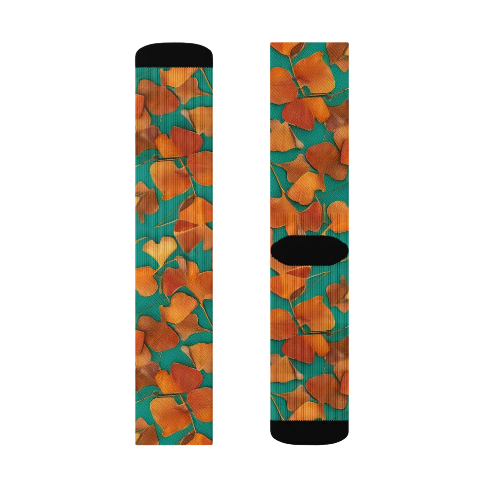 Copper Ginkgo on Socks — Left Sock