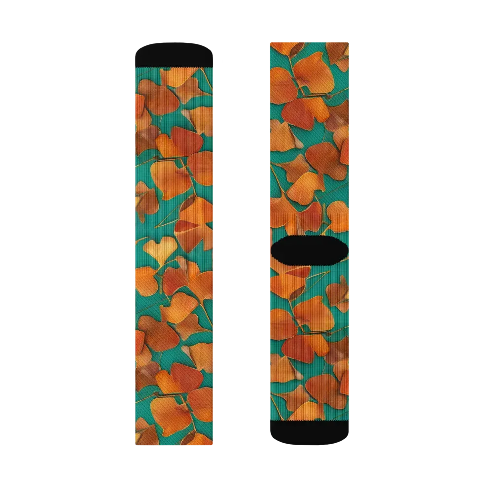 Copper Ginkgo on Socks — Right Sock