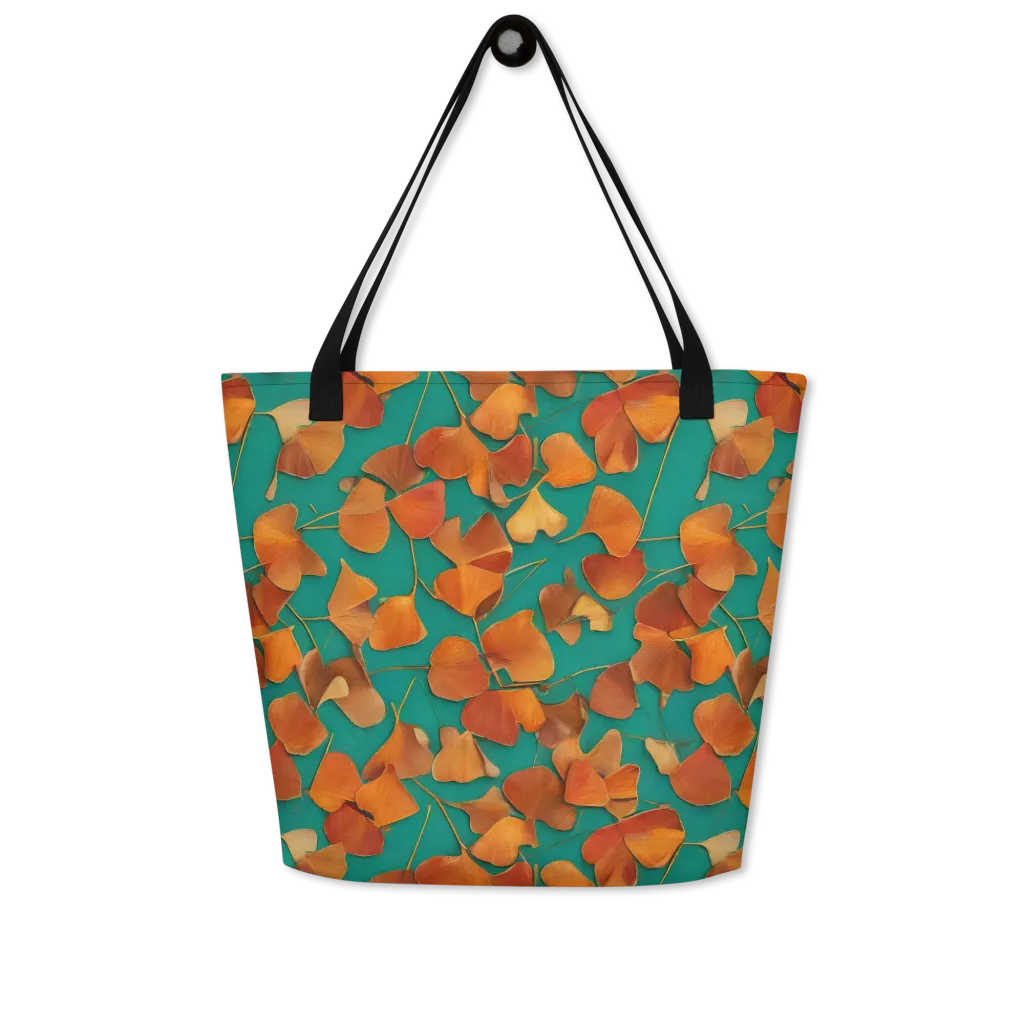 Copper Ginkgo on Large Tote Bag W/ Pocket — Front