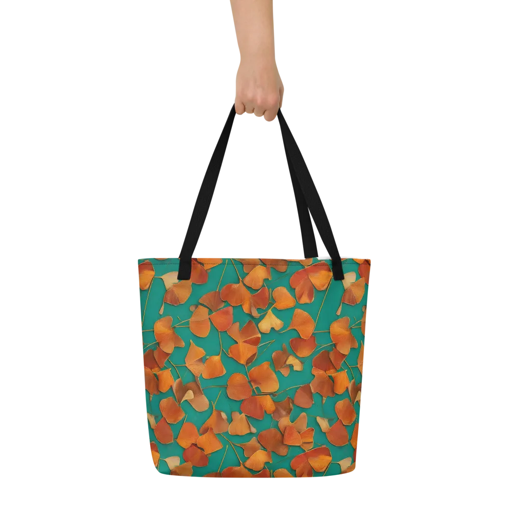Copper Ginkgo on Large Tote Bag W/ Pocket — Front