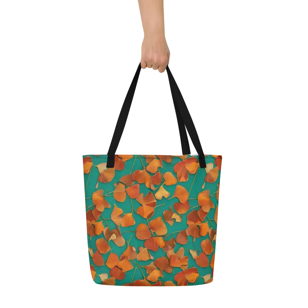 Copper Ginkgo on Large Tote Bag W/ Pocket — Front