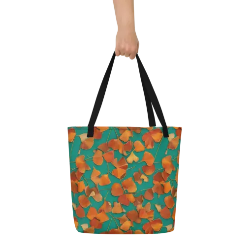 Copper Ginkgo on a Large Tote Bag W/ Pocket