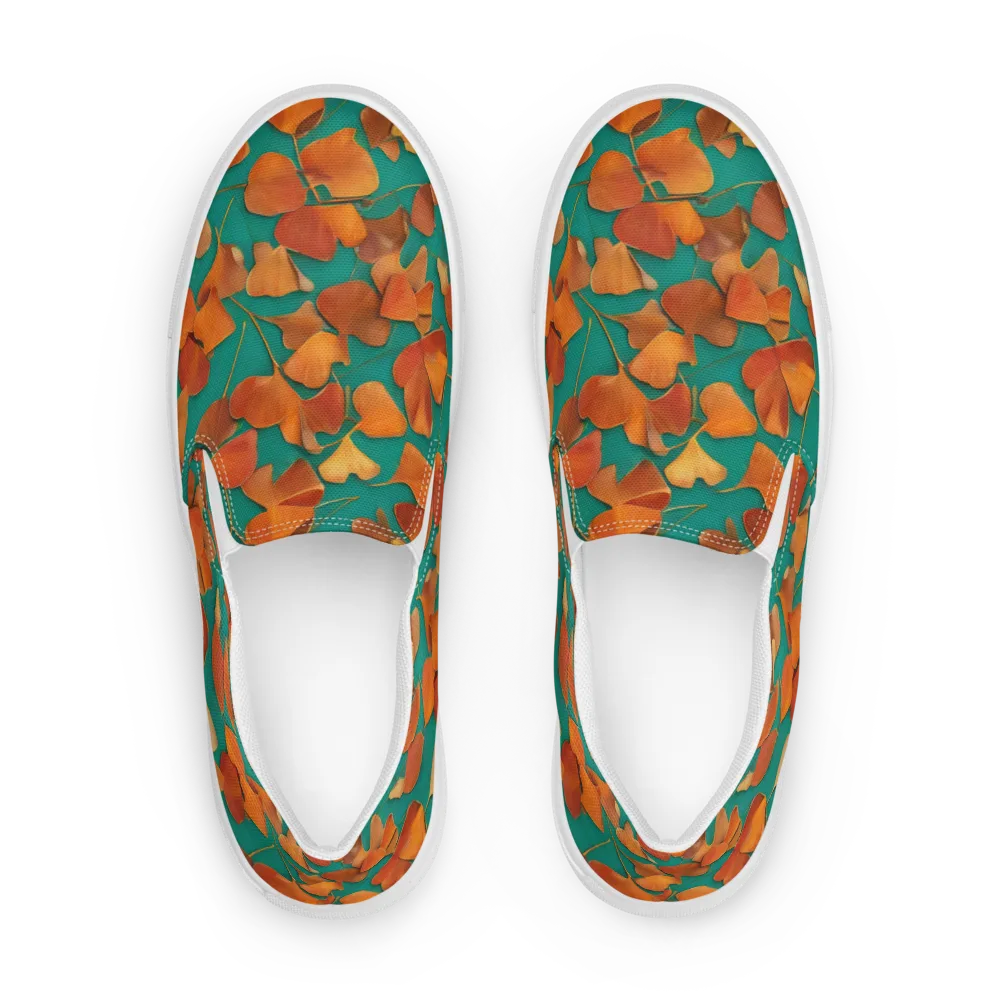 Copper Ginkgo on Women's Slip-On Canvas Shoes — Front