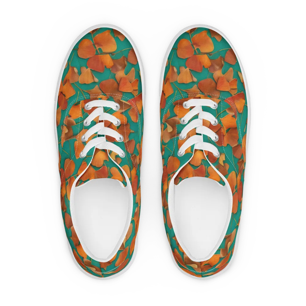 Copper Ginkgo on Men's Lace-Up Canvas Shoes — Front