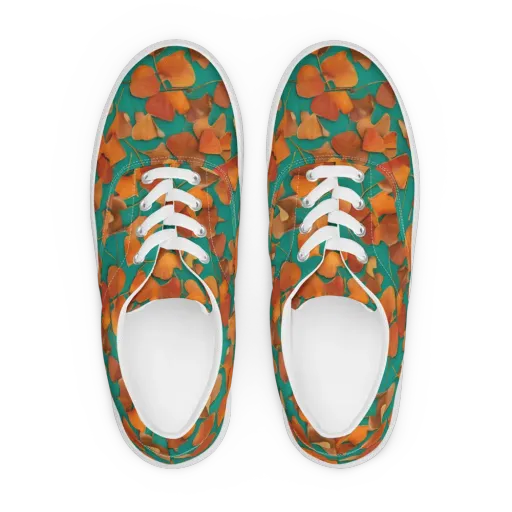 Copper Ginkgo on a Men's Lace-Up Canvas Shoes