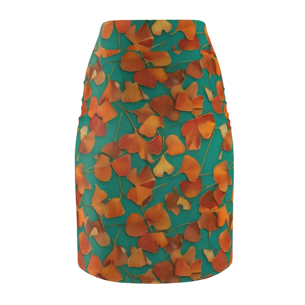 Copper Ginkgo on Pencil Skirt — Back