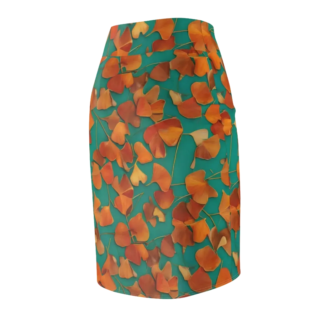 Copper Ginkgo on Pencil Skirt — Back Side