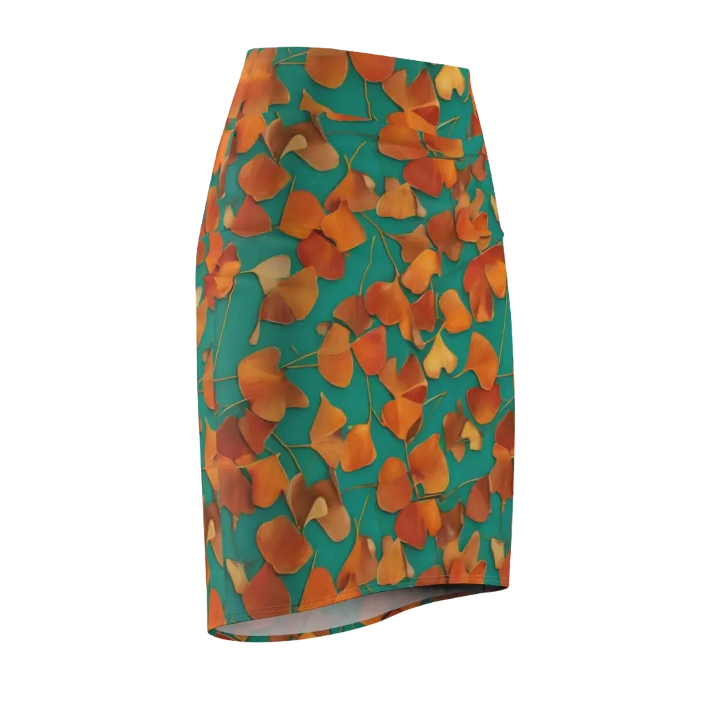 Copper Ginkgo on Pencil Skirt — Front Side