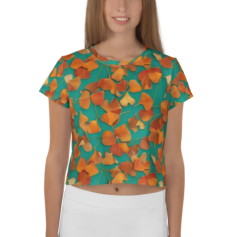Copper Ginkgo on Crop Tee — Front