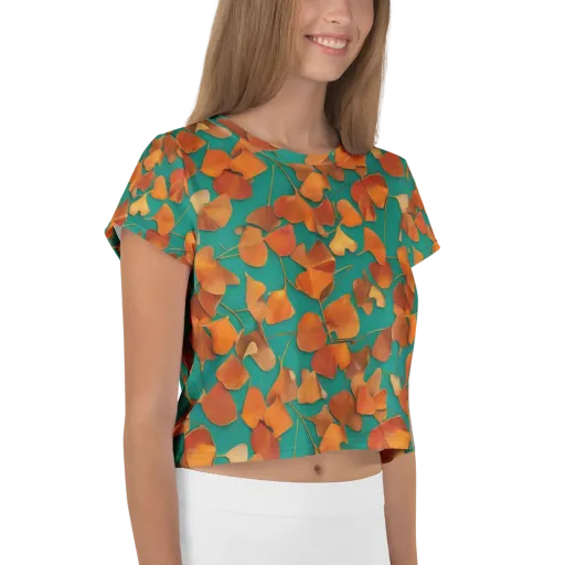 Copper Ginkgo on a Crop Tee