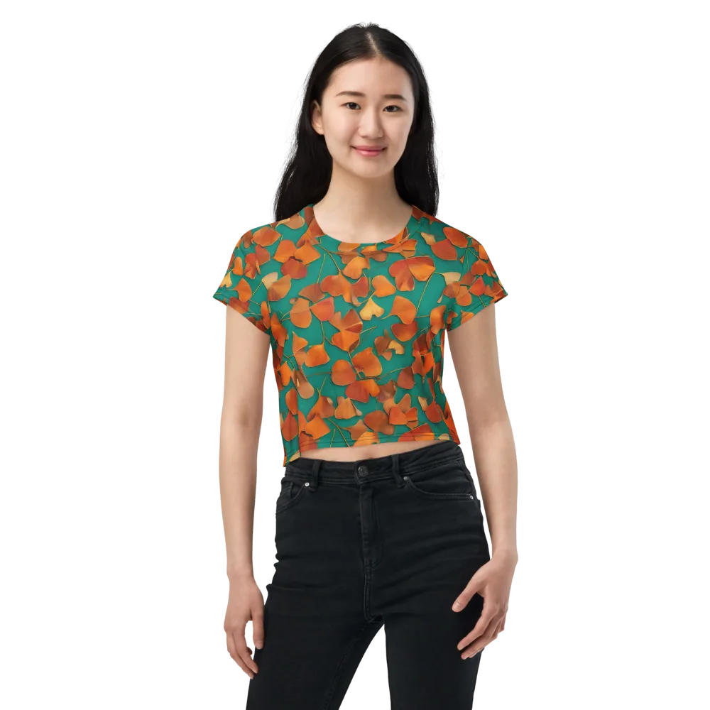 Copper Ginkgo on Crop Tee — Front