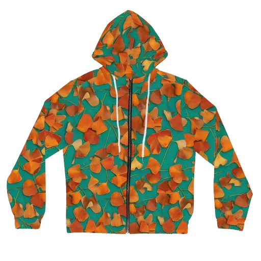 Copper Ginkgo on a Women's Full-Zip Hoodie