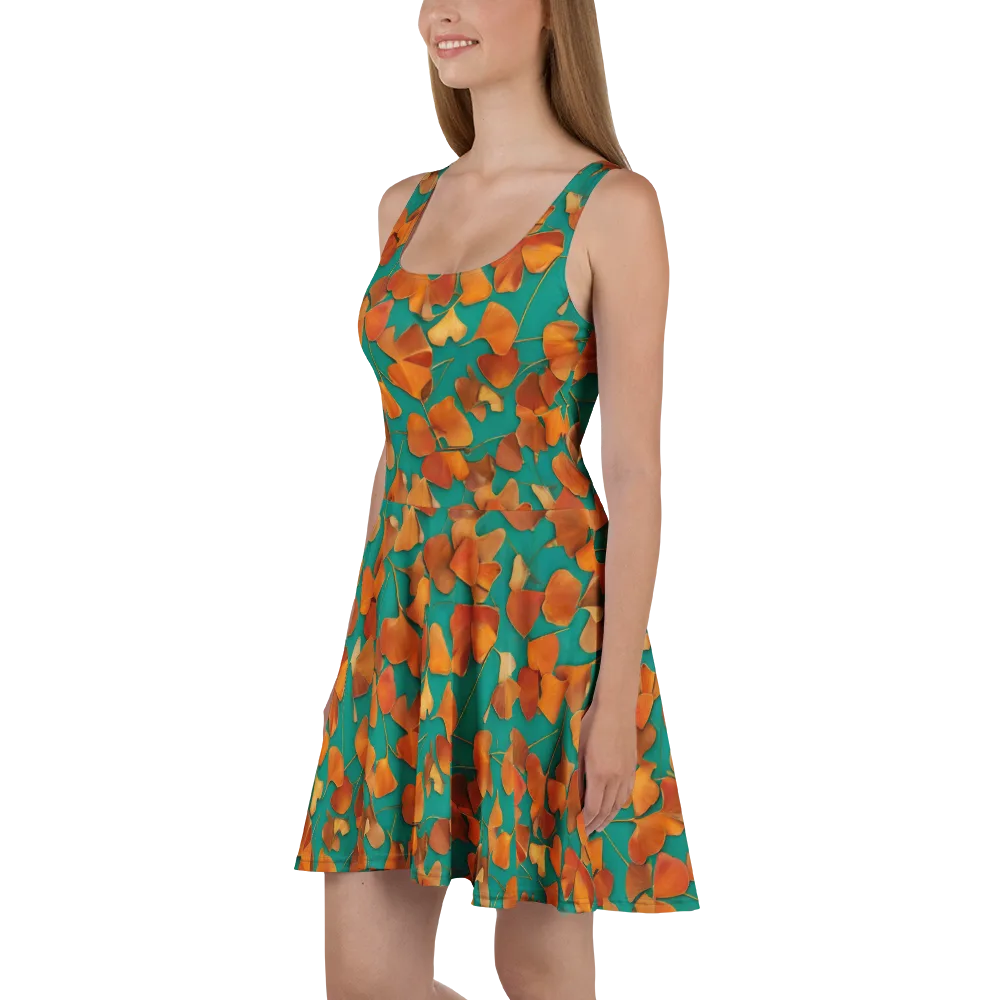Copper Ginkgo on Skater Dress — Left