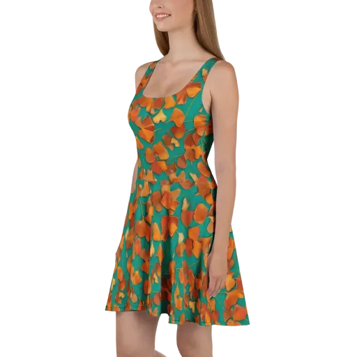 Copper Ginkgo on a Skater Dress