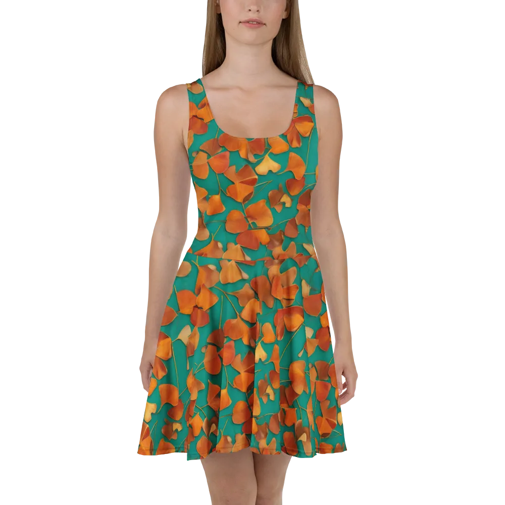 Copper Ginkgo on Skater Dress — Front