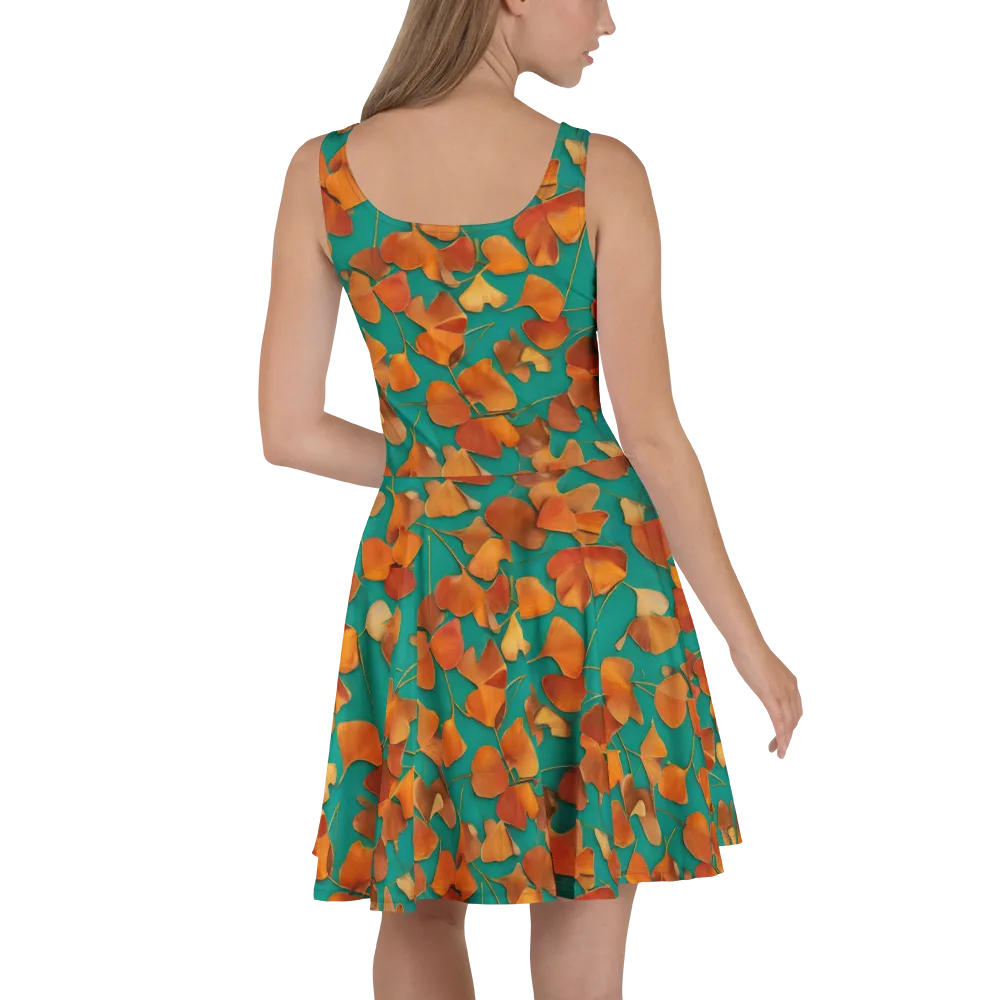 Copper Ginkgo on Skater Dress — Back