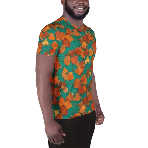 Copper Ginkgo on a Men's Athletic T-Shirt