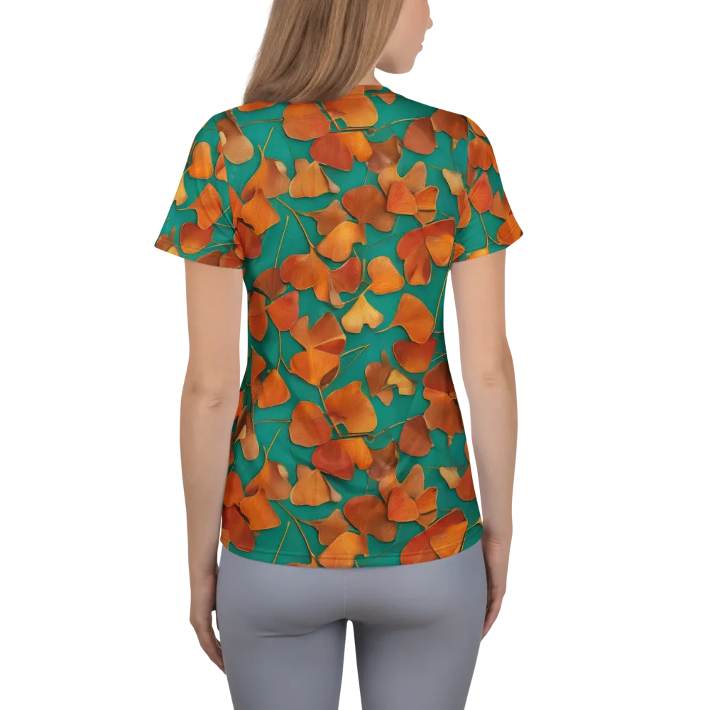 Copper Ginkgo on Women's Athletic T-Shirt — Back