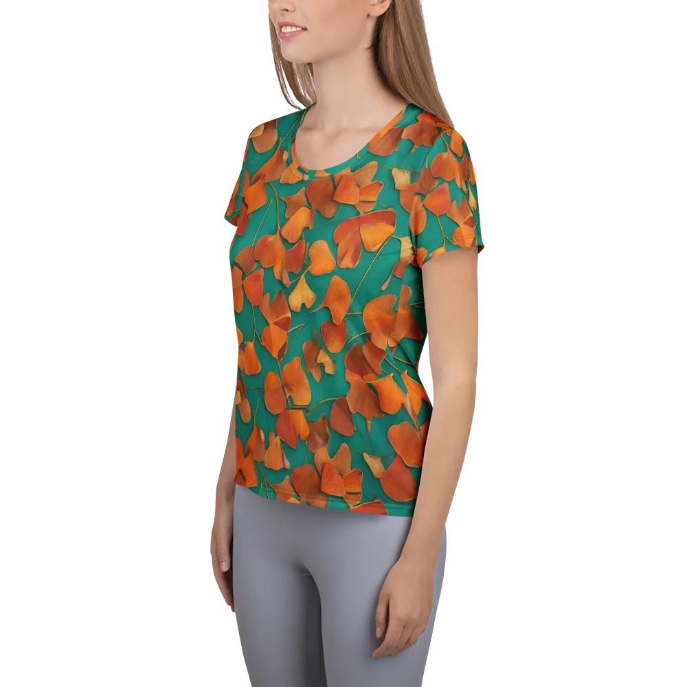 Copper Ginkgo on Women's Athletic T-Shirt — Left