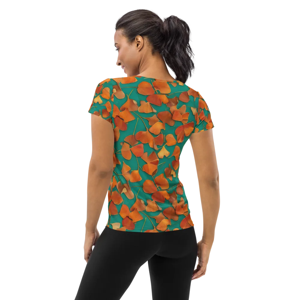 Copper Ginkgo on Women's Athletic T-Shirt — Back