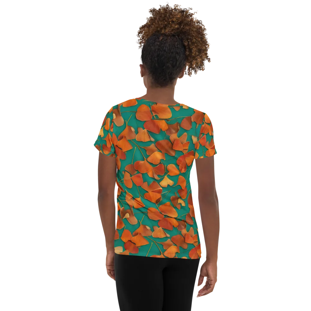 Copper Ginkgo on Women's Athletic T-Shirt — Back