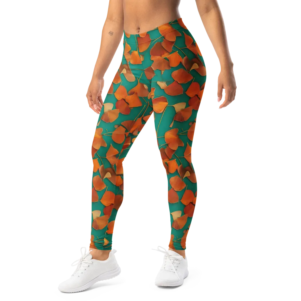 Copper Ginkgo on Leggings — Left Front