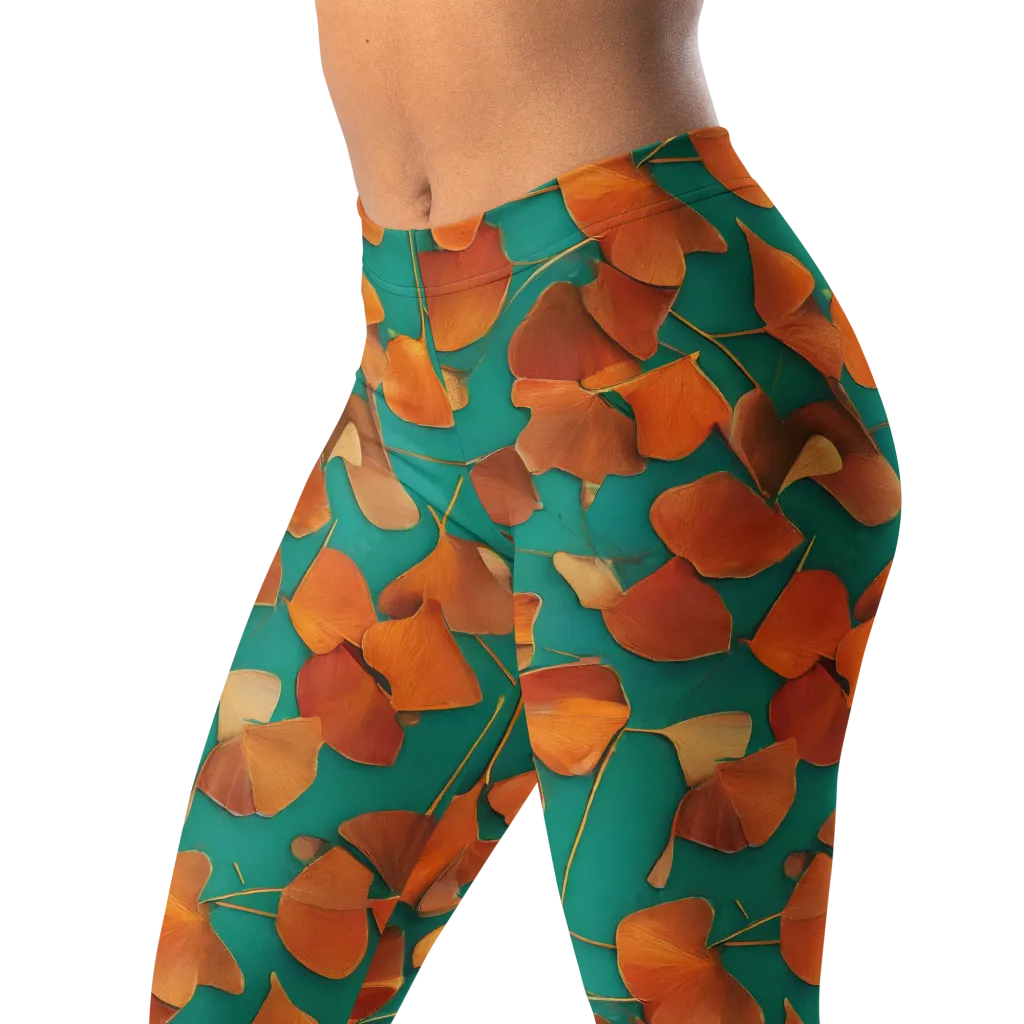 Copper Ginkgo on Leggings — Left Front