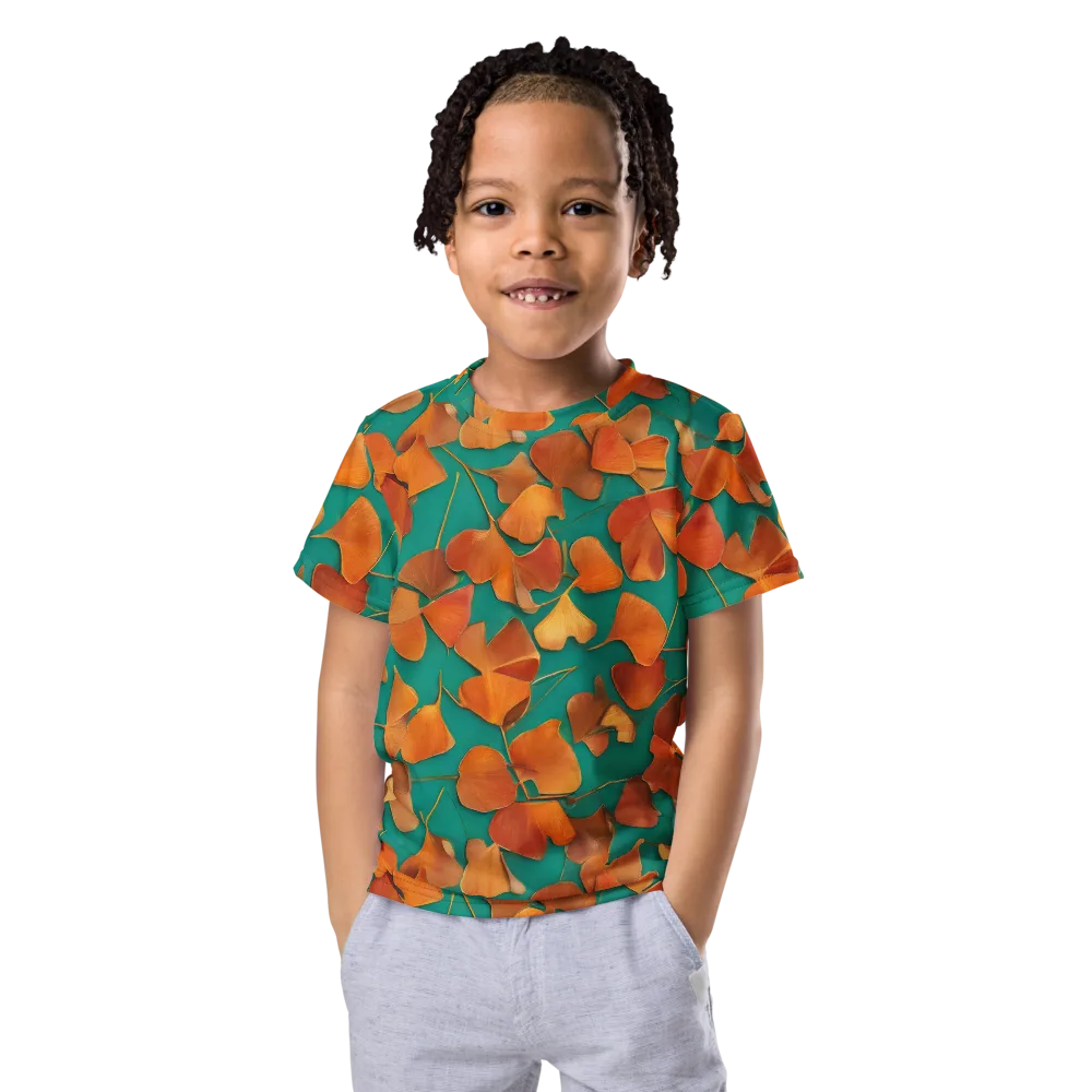 Copper Ginkgo on Kids Crew Neck T-Shirt — Front