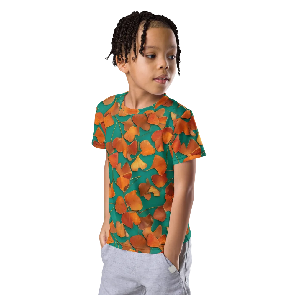 Copper Ginkgo on Kids Crew Neck T-Shirt — Left Front