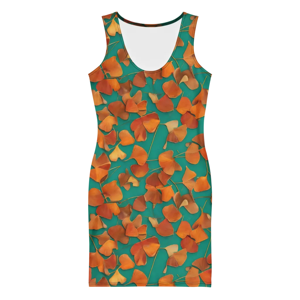 Copper Ginkgo on Bodycon Dress — Front
