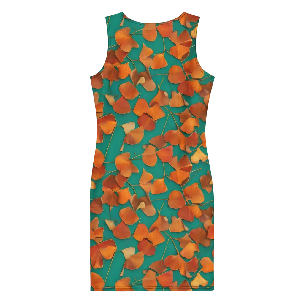Copper Ginkgo on Bodycon Dress — Back