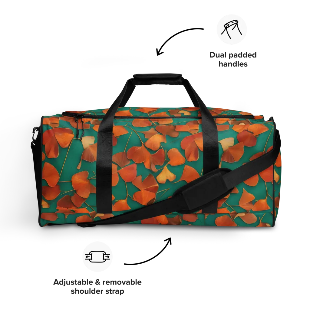 Copper Ginkgo on Duffle Bag — Front