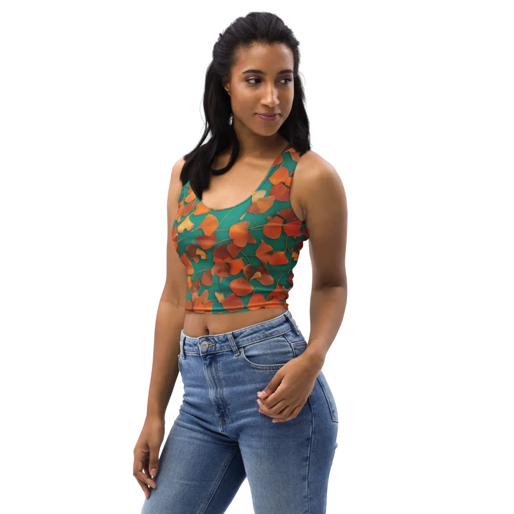 Copper Ginkgo on Crop Top — Left Front
