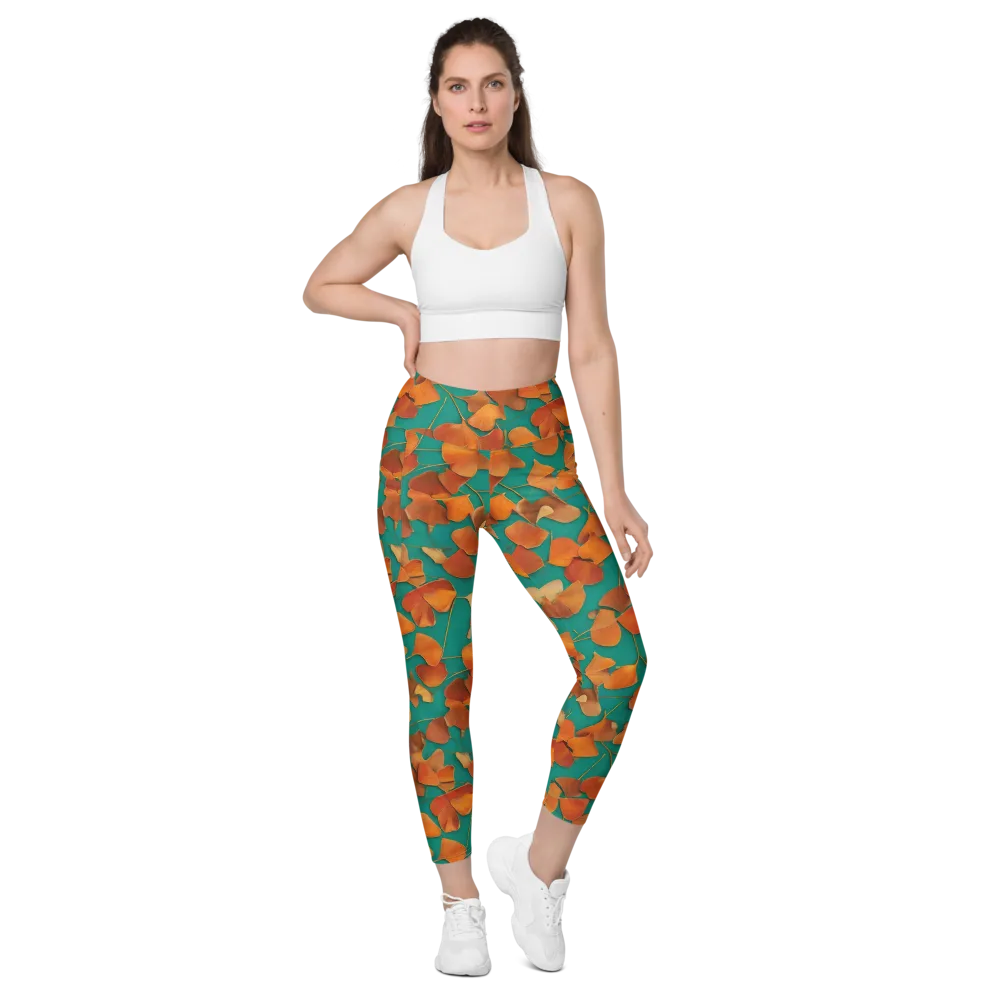 Copper Ginkgo on Leggings with Pockets — Front