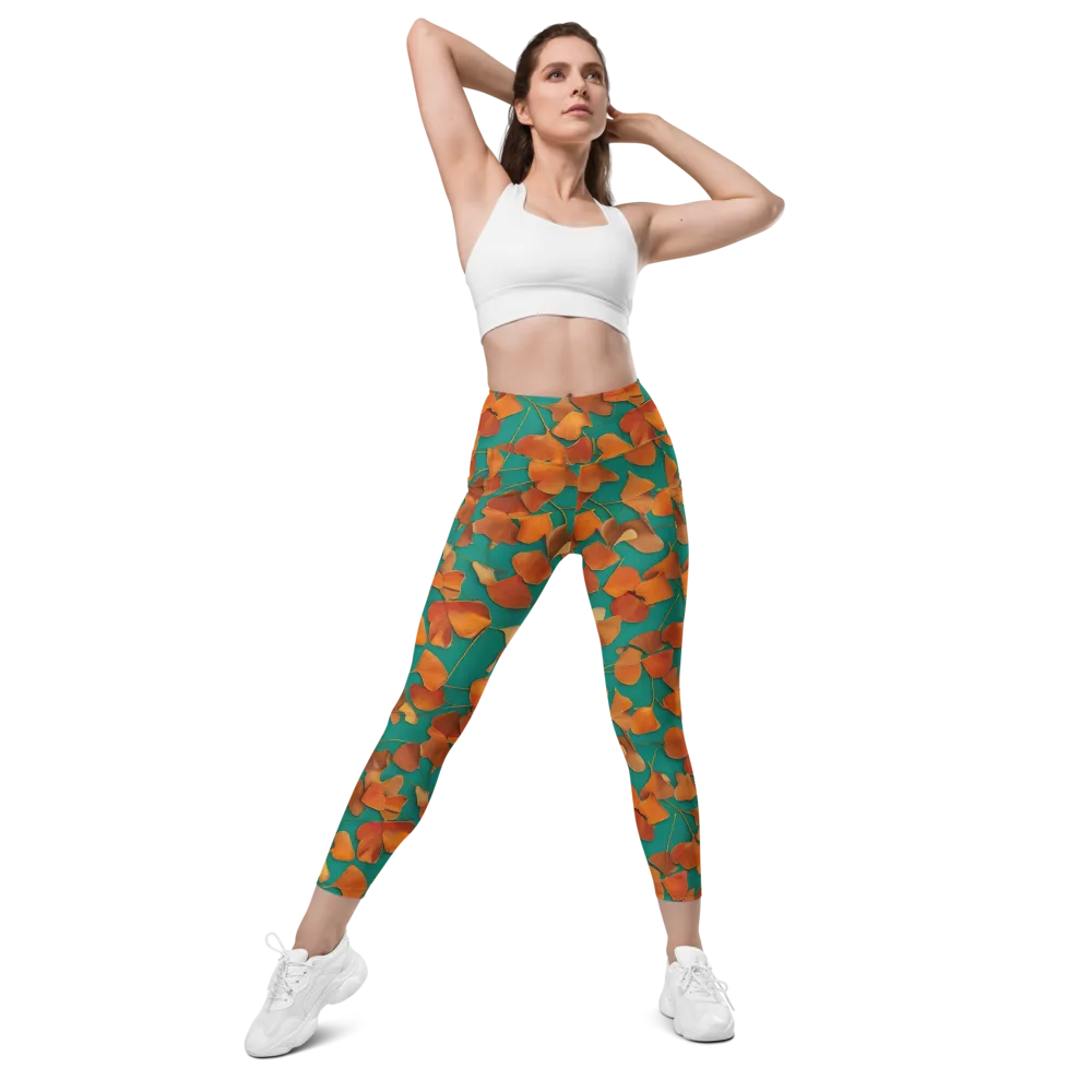 Copper Ginkgo on Leggings with Pockets — Front