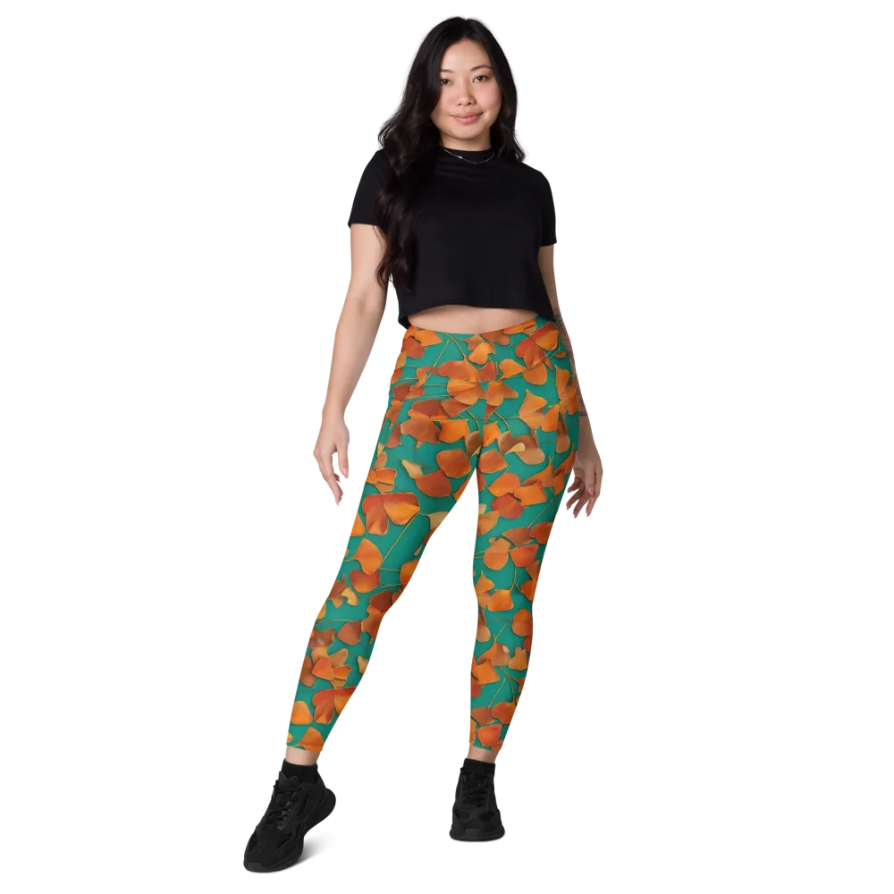 Copper Ginkgo on Leggings with Pockets — Front