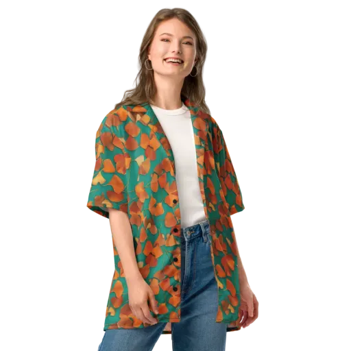 Copper Ginkgo on a Button Shirt
