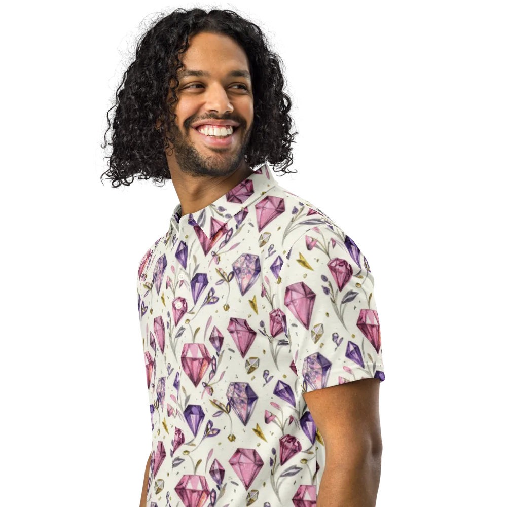 Gem Garden on Men's Slim Fit Polo Shirt — Left Front