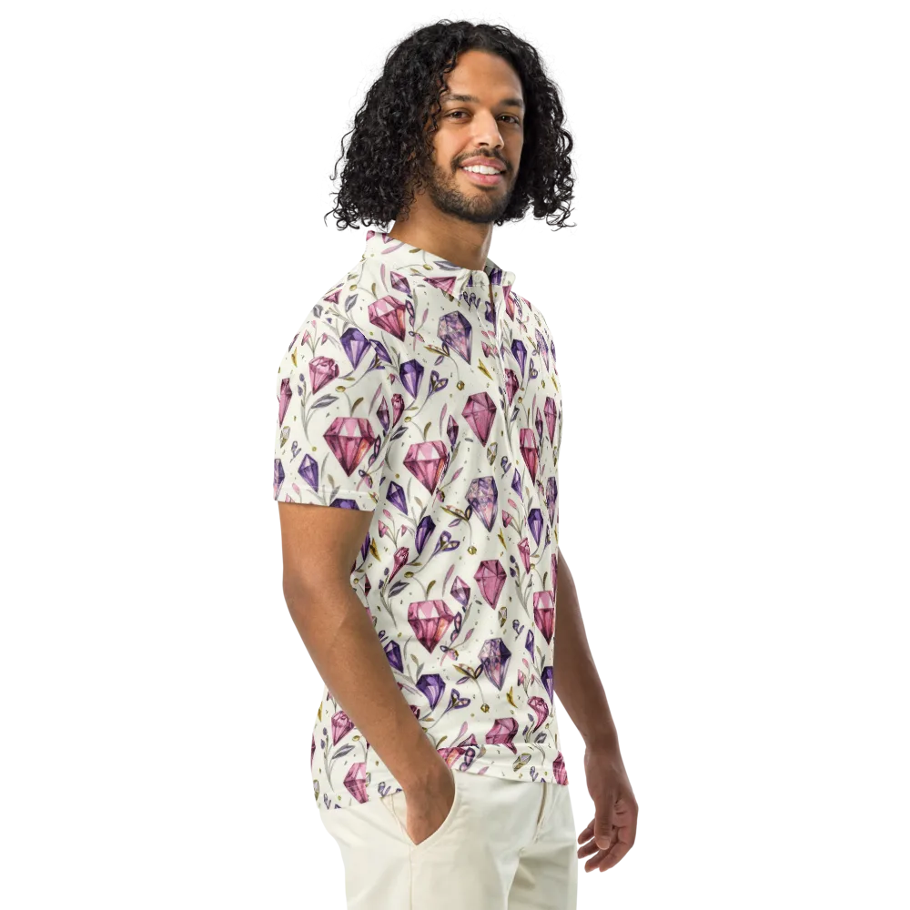 Gem Garden on Men's Slim Fit Polo Shirt — Right Front