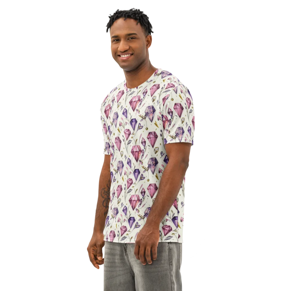 Gem Garden on Men's Cotton Crew Neck T-Shirt — Left Front