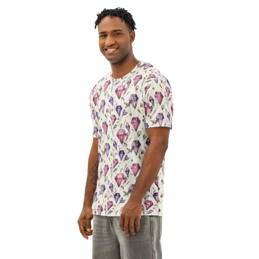 Gem Garden on a Men's Cotton Crew Neck T-Shirt