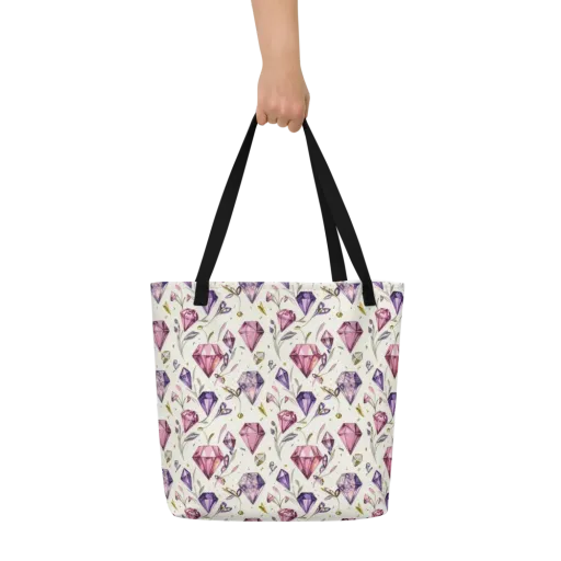 Gem Garden on a Large Tote Bag W/ Pocket