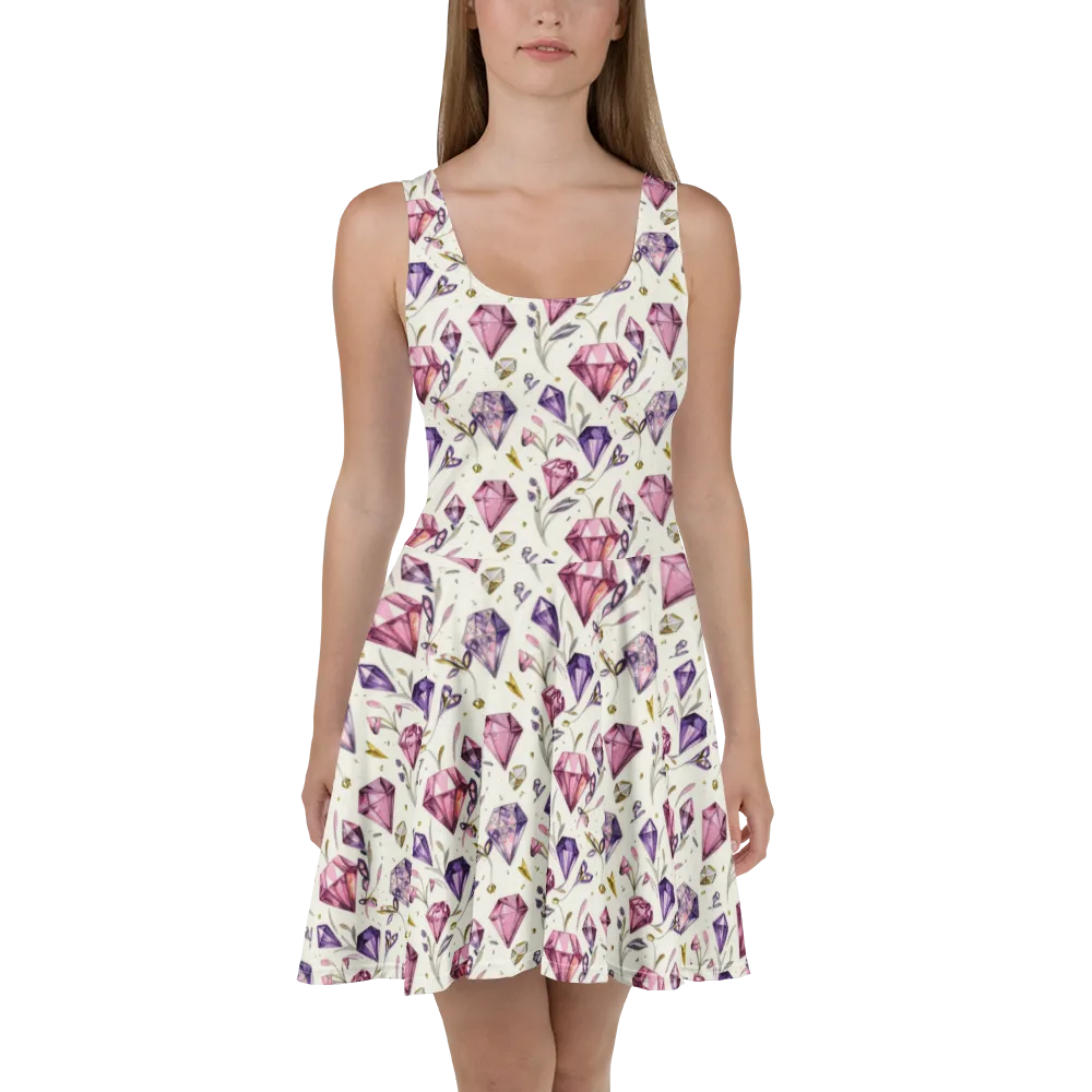 Gem Garden on Skater Dress — Front