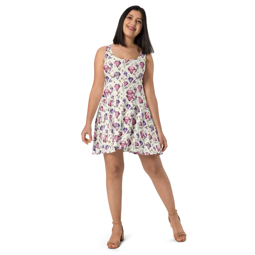 Gem Garden on Skater Dress — Front