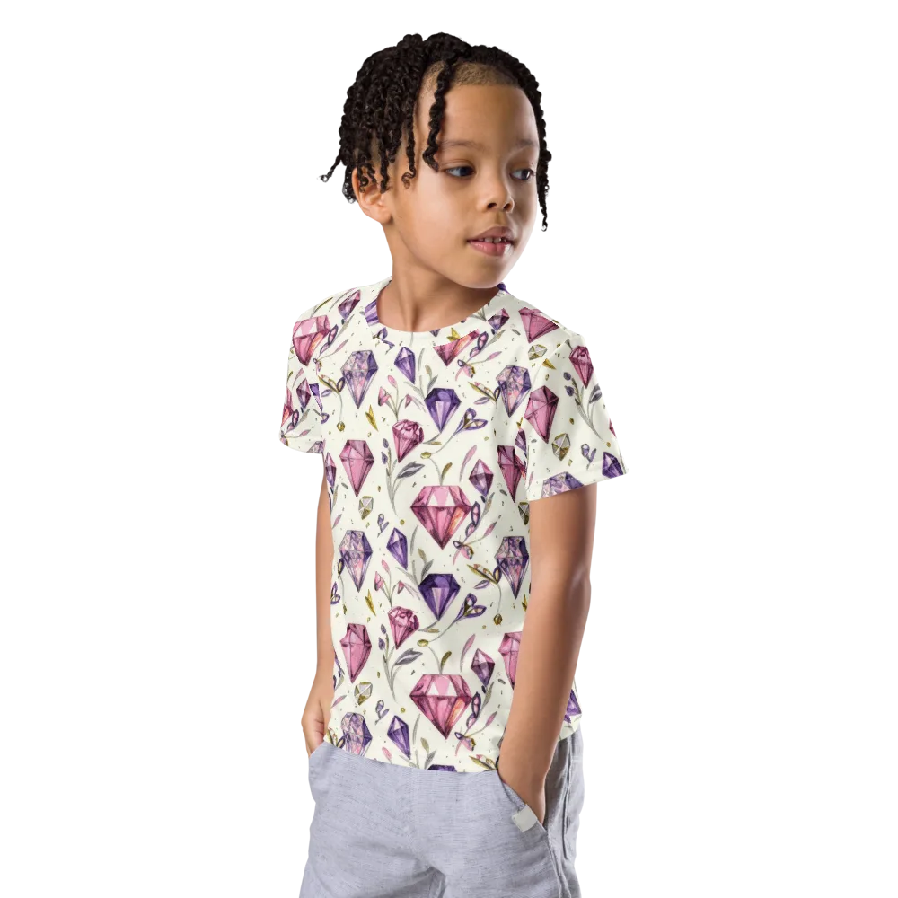 Gem Garden on Kids Crew Neck T-Shirt — Left Front